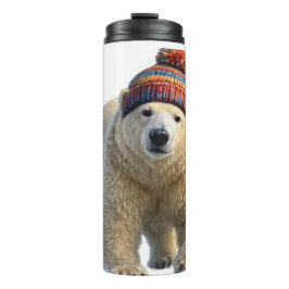 Polar bear and Winter bunny hat travel water bottl Thermosbeker