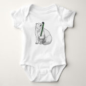 Polar bear at Hockey with Hockey stick Romper (Voorkant)
