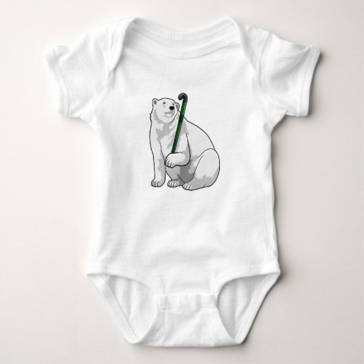 Polar bear at Hockey with Hockey stick Romper (Voorkant)