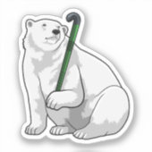 Polar bear at Hockey with Hockey stick Sticker (Voorkant)