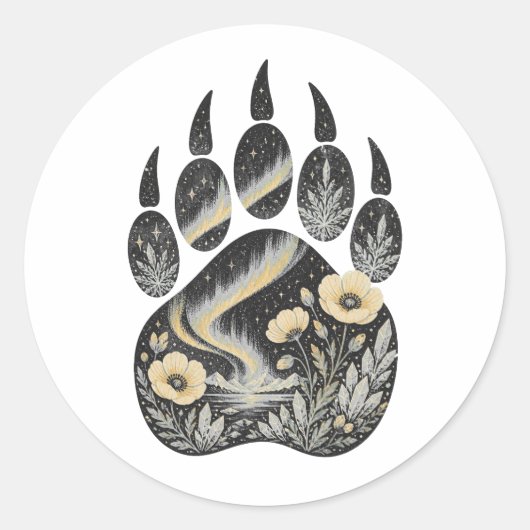 Polar Bear Botanical Footprint Nature Sticker (Voorkant)