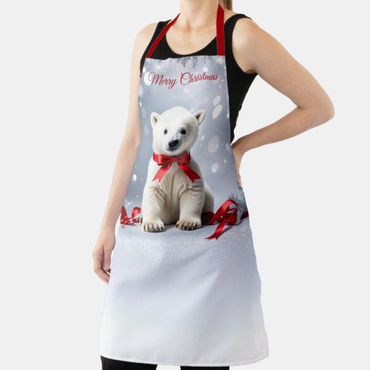 Polar Bear Christmas Holiday Apron Schort (Insitu)
