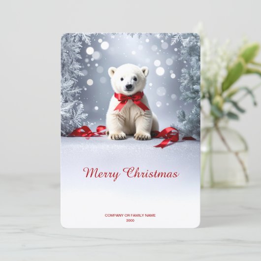 Polar Bear Christmas Holiday Card Feestdagenkaart (Staand voorkant)