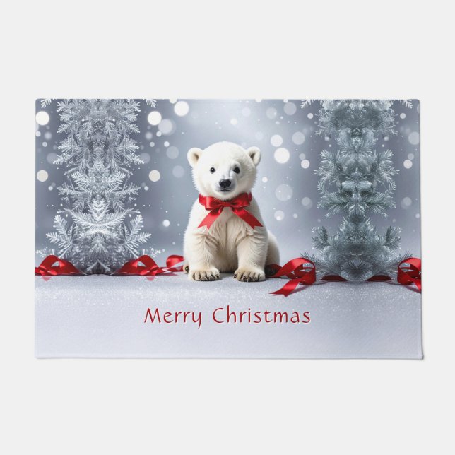 Polar Bear Christmas Holiday Doormat Deurmat (Voorkant)