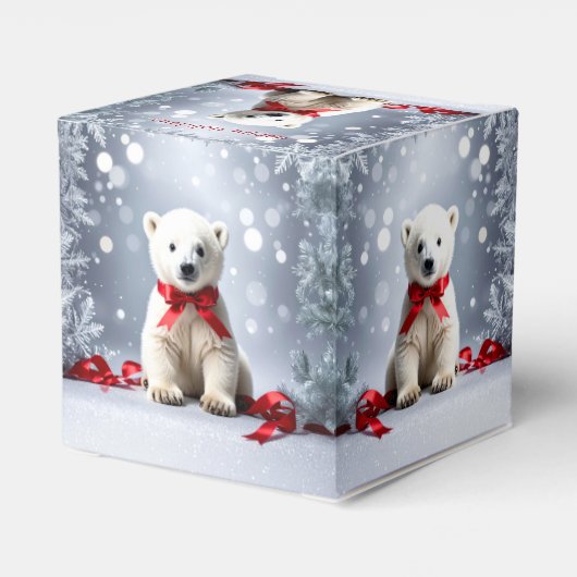 Polar Bear Christmas Holiday Favor Box Bedankdoosjes (Achterkant)