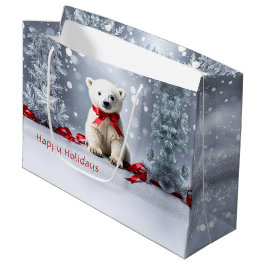 Polar Bear Christmas Holiday Gift Bag Groot Cadeauzakje