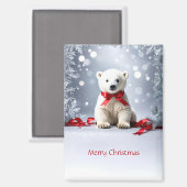 Polar Bear Christmas Holiday Magnet (Voorkant / Achterkant)