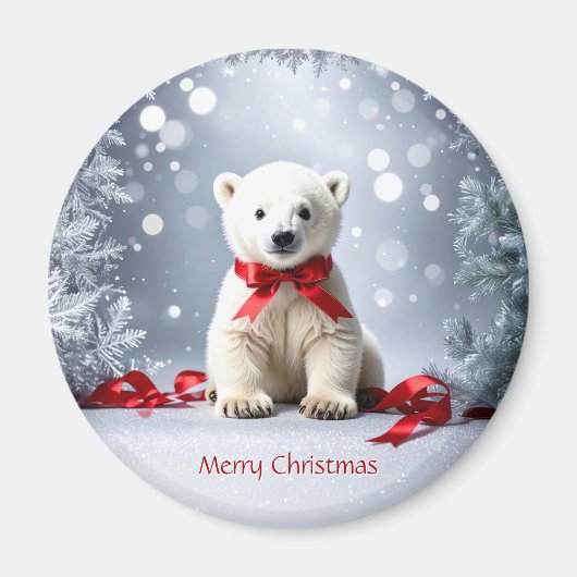 Polar Bear Christmas Holiday Magnet (Voorkant)