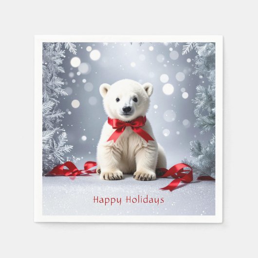Polar Bear Christmas Holiday Napkin Servet (Voorkant)
