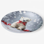 Polar Bear Christmas Holiday Paper Plate Papieren Bordje (Gekanteld)