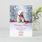 Polar Bear Christmas Holiday Party Invitation Kaart (Staand voorkant)