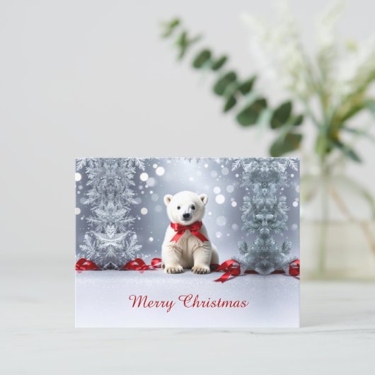 Polar Bear Christmas Holiday Postcard Briefkaart (Staand voorkant)