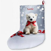 Polar Bear Christmas Holiday Stocking Grote Kerstsok (Achterkant)
