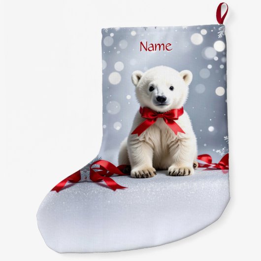 Polar Bear Christmas Holiday Stocking Grote Kerstsok (Achterkant)