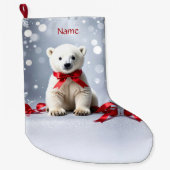 Polar Bear Christmas Holiday Stocking Grote Kerstsok (Voorkant)