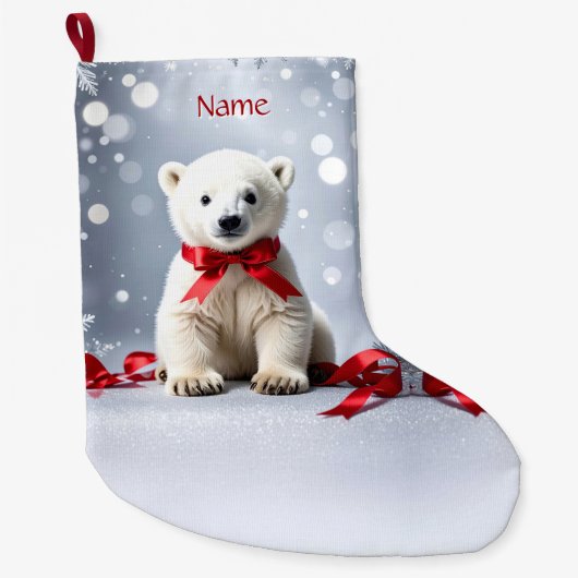 Polar Bear Christmas Holiday Stocking Grote Kerstsok (Voorkant)