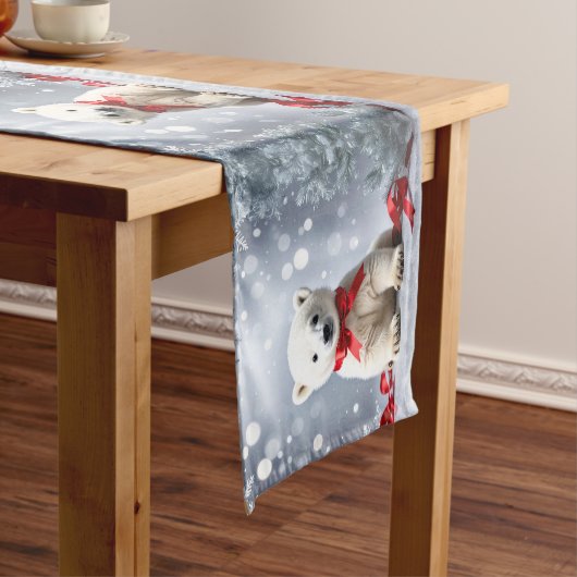 Polar Bear Christmas Holiday Table Runner Medium Tafelloper (Voorbeeld)