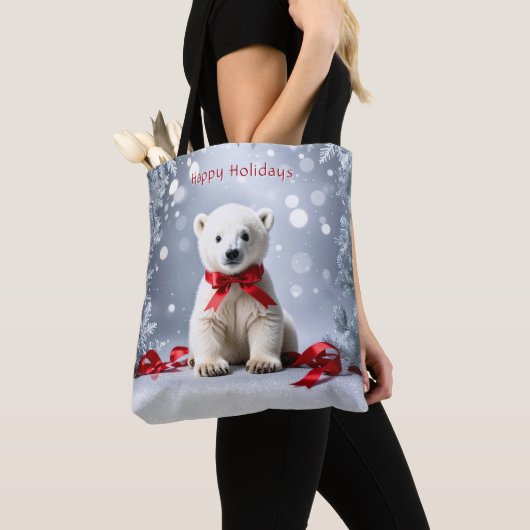 Polar Bear Christmas Holiday Tote Bag (Dichtbij)
