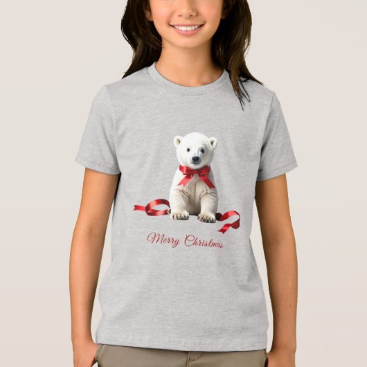 Polar Bear Christmas Holiday Tri-Blend Shirt (Voorkant)