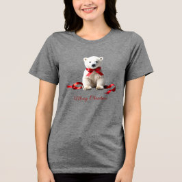 Polar Bear Christmas Holiday Women's Tri-Blend Shirt