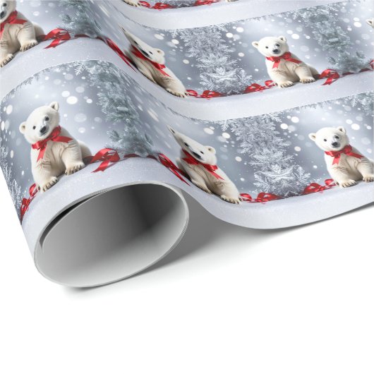 Polar Bear Christmas Holiday Wrapping Paper Cadeaupapier (Rol Hoek)