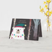 Polar Bear Christmas Holidays Modern Personalized Kaart (Gele Bloem)