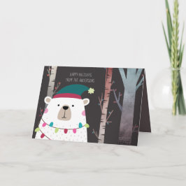 Polar Bear Christmas Holidays Modern Personalized Kaart
