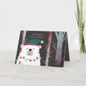 Polar Bear Christmas Holidays Modern Personalized Kaart (Voorkant)