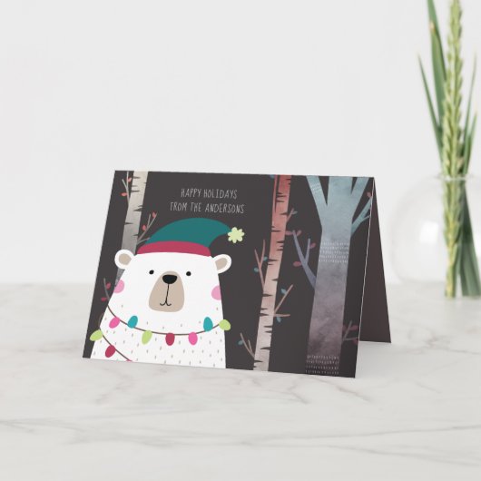Polar Bear Christmas Holidays Modern Personalized Kaart (Voorkant)