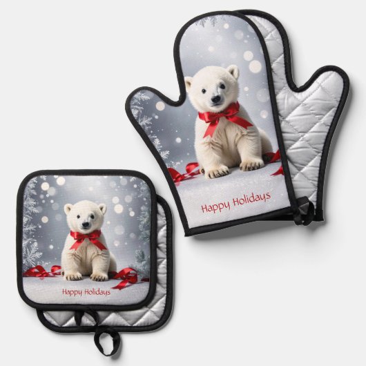 Polar Bear Christmas Ovenwant & Pannenlap Set (Voorkant / Achterkant)