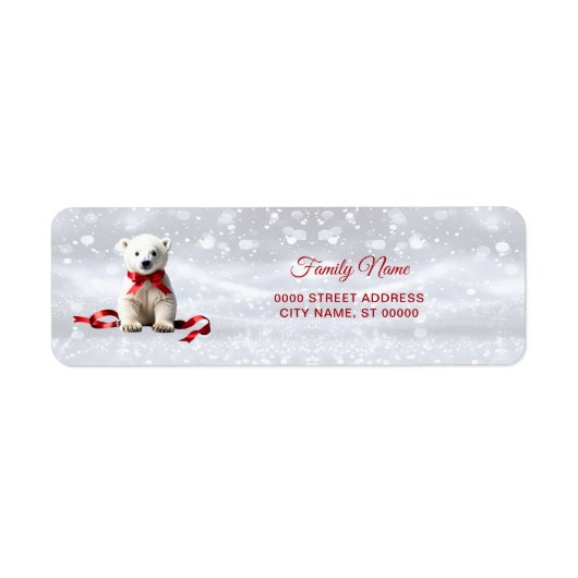 Polar Bear Christmas Return Address Label (Voorkant)