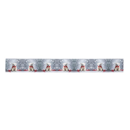 Polar Bear Christmas Satin Ribbon Satijnen Lint (Voorkant)