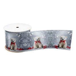 Polar Bear Christmas Satin Ribbon Satijnen Lint