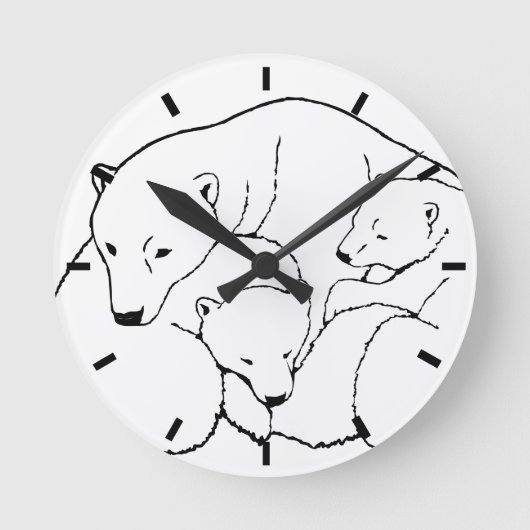 Polar Bear Clock Cool Cubs Bear Art Wall Clock Ronde Klok (Voorkant)