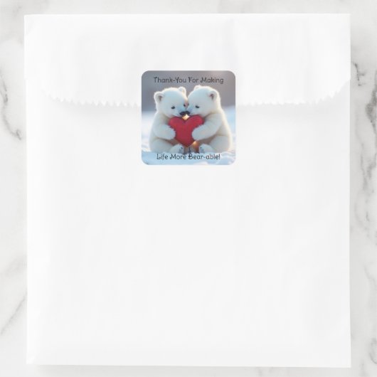 Polar Bear Cubs With Heart Sticker (Tas)