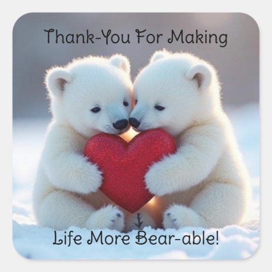 Polar Bear Cubs With Heart Sticker (Voorkant)