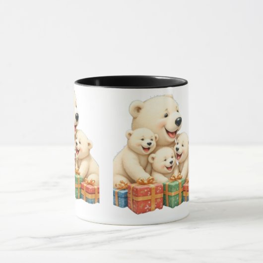 Polar Bear Family Holiday Mug Two-Tone Mug, 15 oz  Mok (Midden)