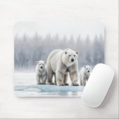Polar Bear Family On an Ice Floe Muismat (Met muis)