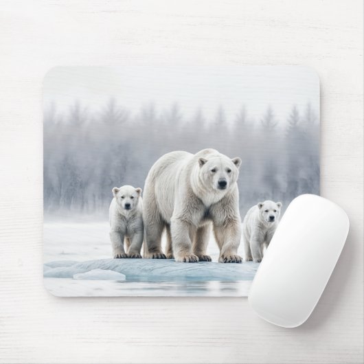 Polar Bear Family On an Ice Floe Muismat (Met muis)
