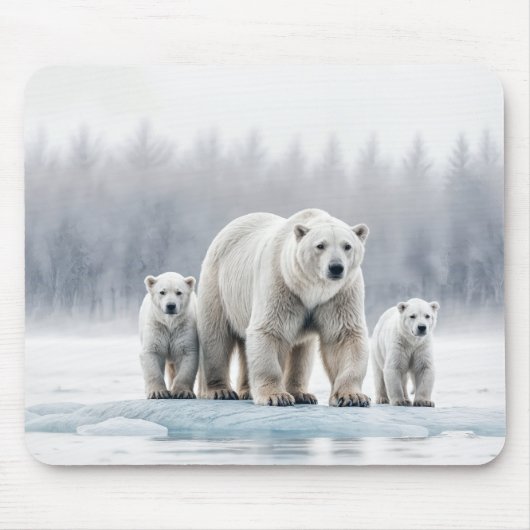 Polar Bear Family On an Ice Floe Muismat (Voorkant)