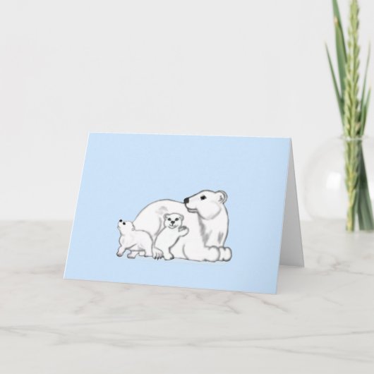 Polar Bear Family Winter Love Card Kaart (Voorkant)