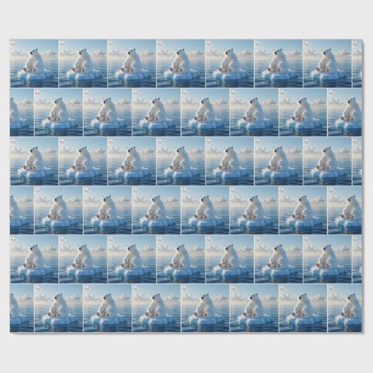 Polar Bear Floating On an Ice Floe Cadeaupapier (Vlak)