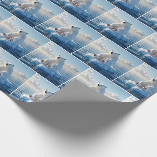 Polar Bear Floating On an Ice Floe Cadeaupapier (Hoek)