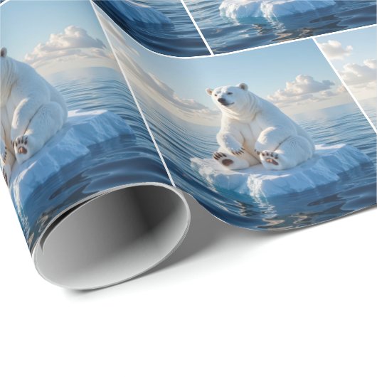 Polar Bear Floating On an Ice Floe Cadeaupapier (Rol Hoek)