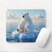 Polar Bear Floating On an Ice Floe Muismat (Met muis)