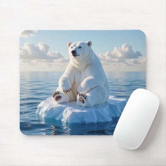 Polar Bear Floating On an Ice Floe Muismat (Met muis)