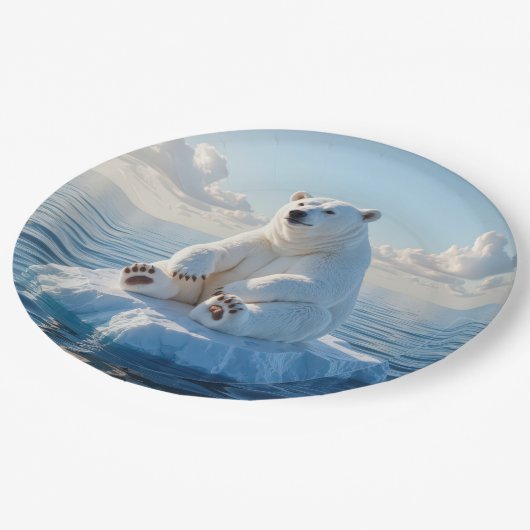 Polar Bear Floating On an Ice Floe Papieren Bordje (Gekanteld)