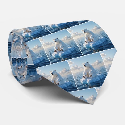 Polar Bear Floating On an Ice Floe Stropdas (Opgerold)