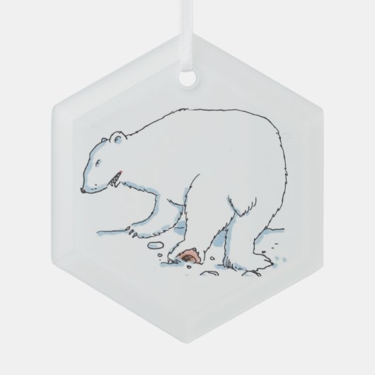 Polar Bear hexagon glass ornament (Voorkant)