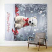 Polar Bear Holiday Backdrop Wandkleed (In Situ (horizontaal))